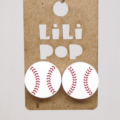 Boucles d'oreilles Lili POP- Balle de baseball
